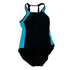 Roots | Women's One Piece Bathing Suit | Black & Blue | Size 12
